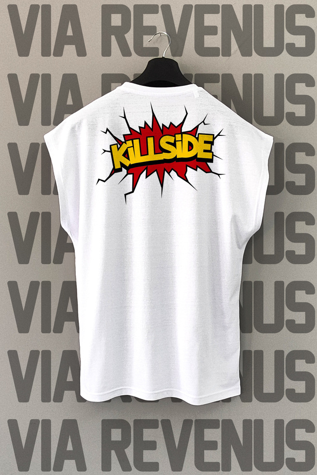 تيشيرت رياضي من Killside Back مطبوع بدون أكمام مصنوع من القطن بنسبة 100%