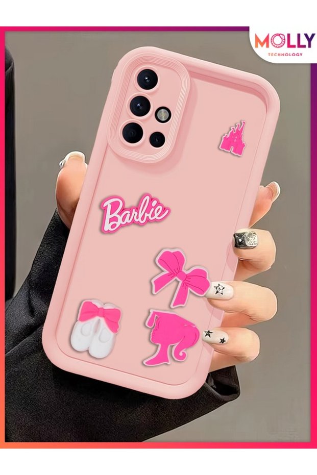 Sand Pink Edges Thick 3D Embossed Cute Girl Silicone Case for Samsung Galaxy A51