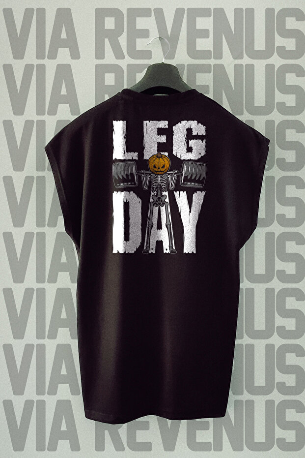 Leg Day Gym Back Printed Zero Sleeve 100% Cotton Sports Tshirt