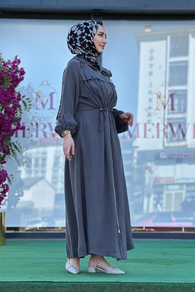 37504 GRİ İPEK FERACE - 3