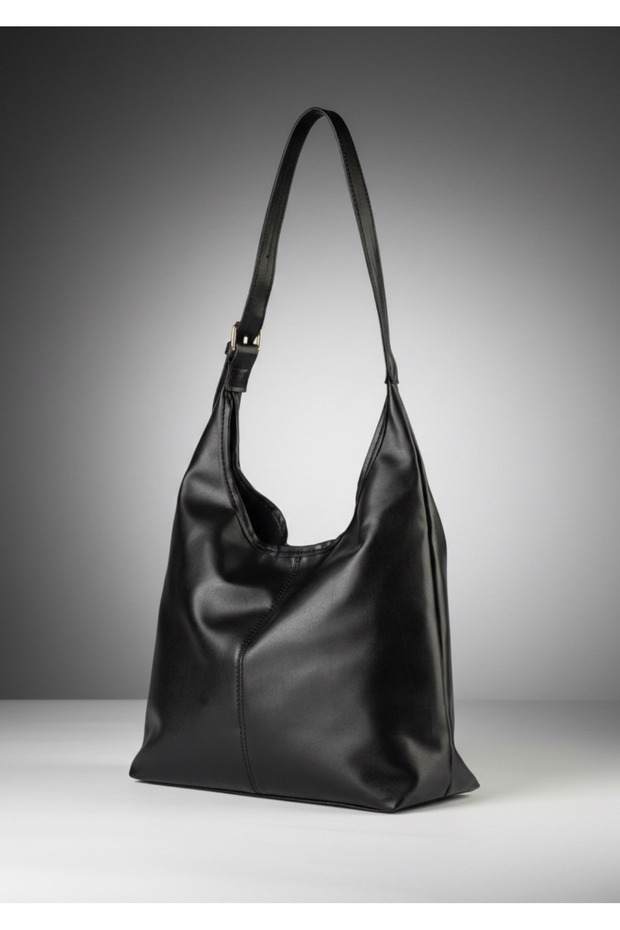 Women's Black Soft Textured Lightweight Faux Leather Hand & Shoulder Bag