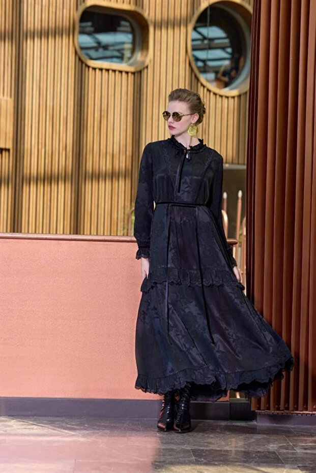 38805 Cupro Jakar Elbise - 4