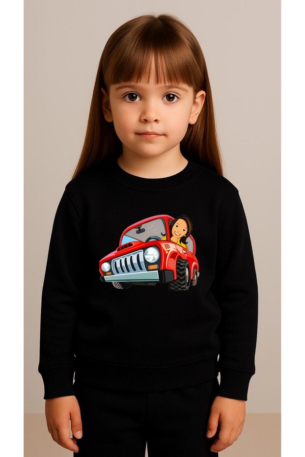 Children's Team Sweatshirt Girl Car B Printed Girls Boys Crew Neck3 4-5-6-7-8-9-10-11-12Years