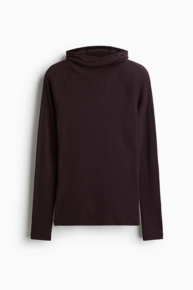 Wool hooded sports top