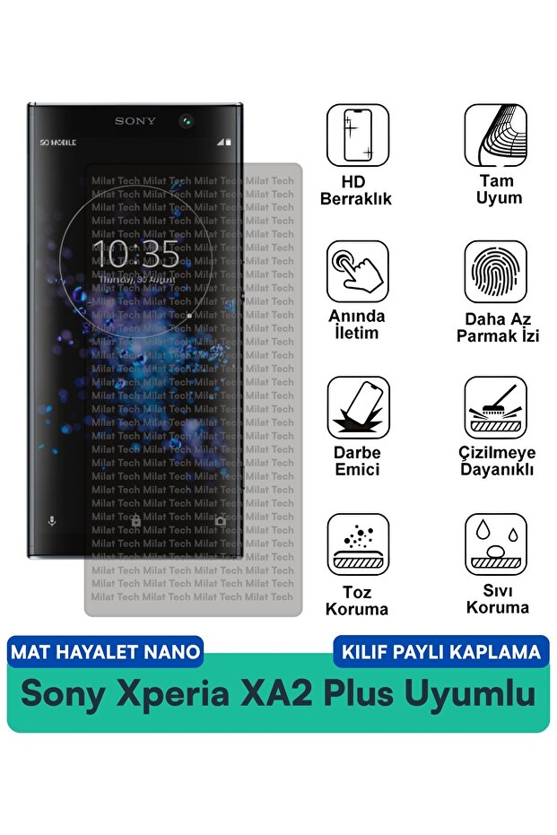 حافظة Sony Xperia XA2 Plus Matte Ghost Nano متوافقة مع طبقة حماية الشاشة مقاومة للخدش والصدمات