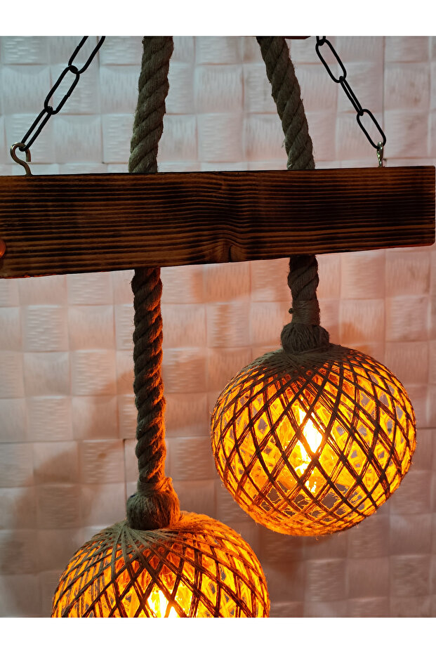 Eskitme Ahşap Avize - 2