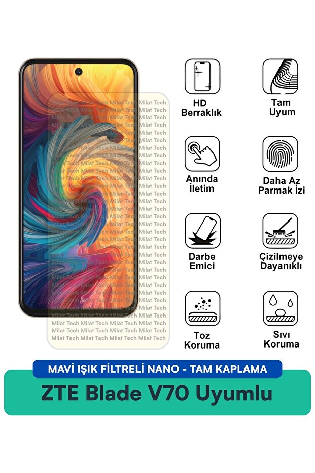 Zte Blade V70 Nano Screen Protection Film with Blue Light Filter High Protection Does Not Leave Fingerprints