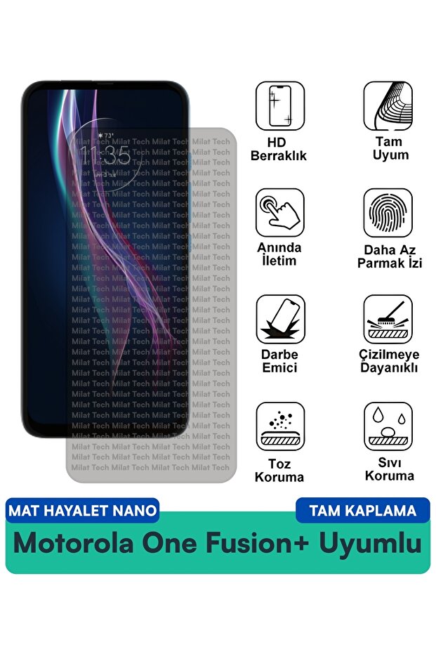 فيلم حماية الشاشة Motorola One Fusion+ Mat Hayalet Nano يقلل من الانعكاس ولا يترك أثرًا