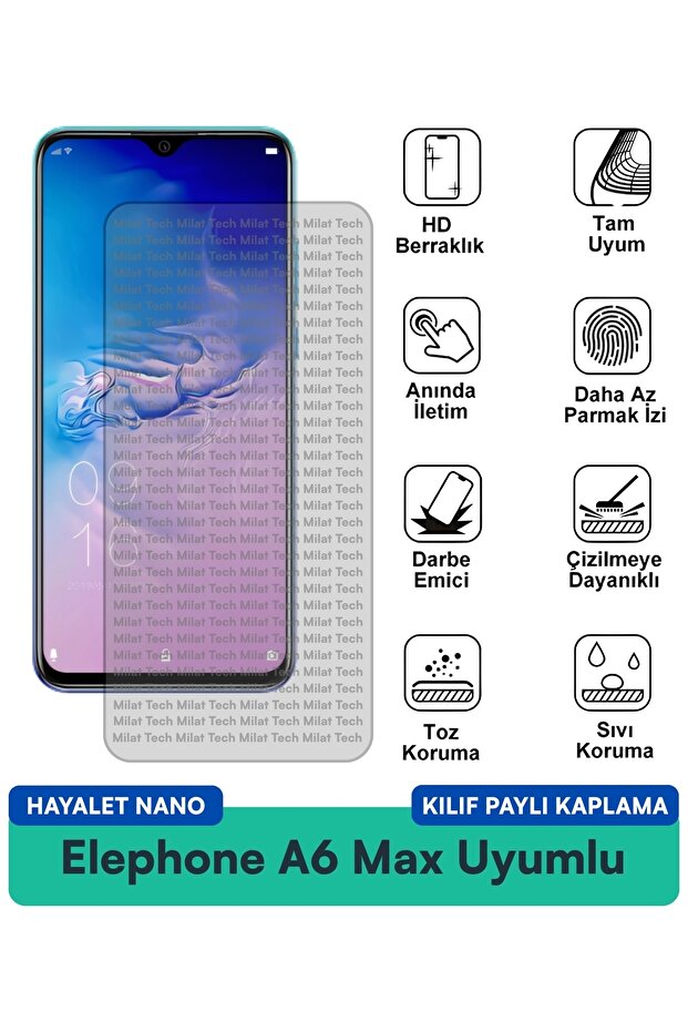 حافظة Elephone A6 Max Hayalet Nano متوافقة مع طبقة حماية مقاومة للبقع وحماية الخصوصية ومتينة