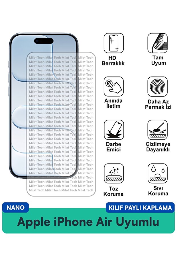 غطاء حماية شاشة متوافق مع هاتف Apple iPhone Air Nano، حماية ضد الخدش، حماية ضد الصدمات، حساسية