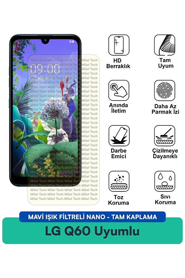 Lg Q60 Nano Screen Protection Film with Blue Light Filter Anti-Scratch Anti-Shock