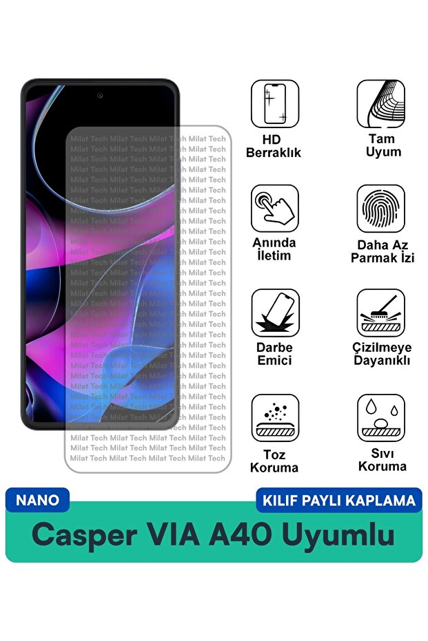 Casper Via A40 Nano Case Compatible Screen Protector Film Anti-Fingerprint Flexible Thin