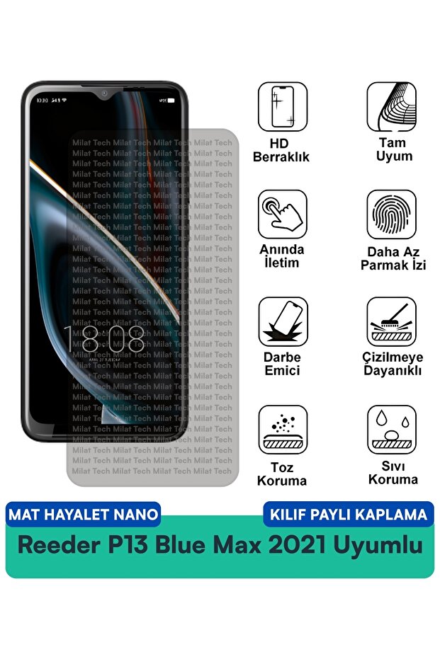 Reeder P13 Blue Max 2021 Mat Ghost Nano Case متوافق مع طبقة حماية الشاشة ضد الخدش والصدمات
