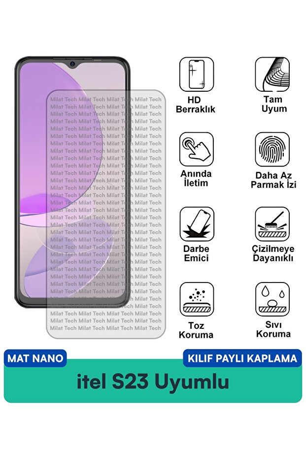 حافظة itel S23 Matte Nano متوافقة مع واقي الشاشة ومقاومة للبقع وتقلل من الانعكاس