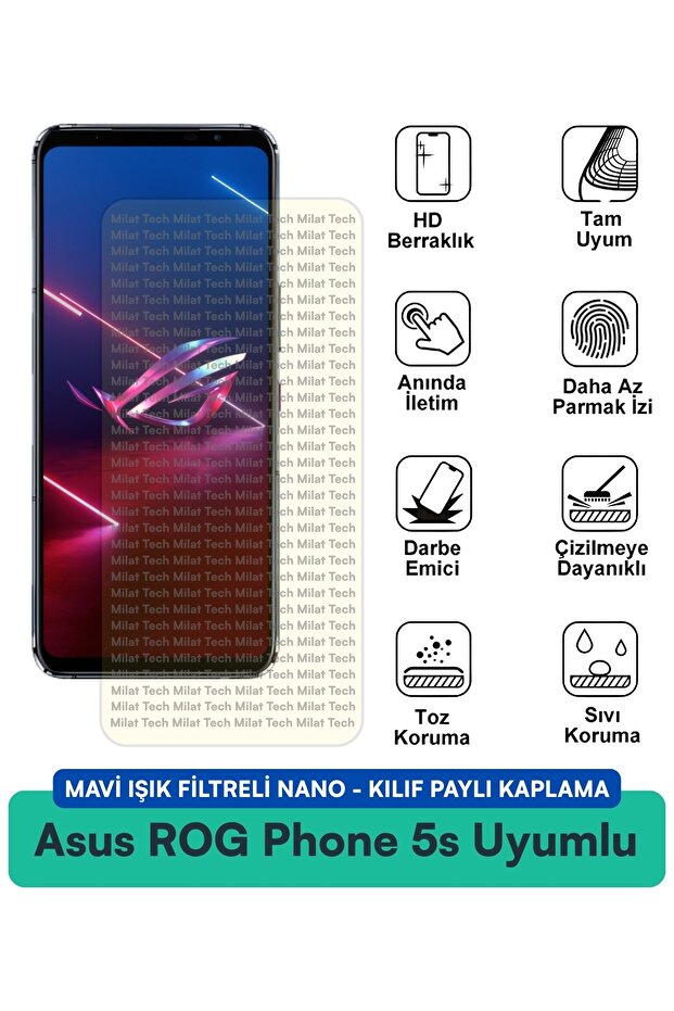 حافظة نانو لهاتف Asus ROG Phone 5 Ultimate مع فلتر الضوء الأزرق، متوافقة مع طبقة حماية الشاشة، حماية من الأشعة فوق البنفسجية
