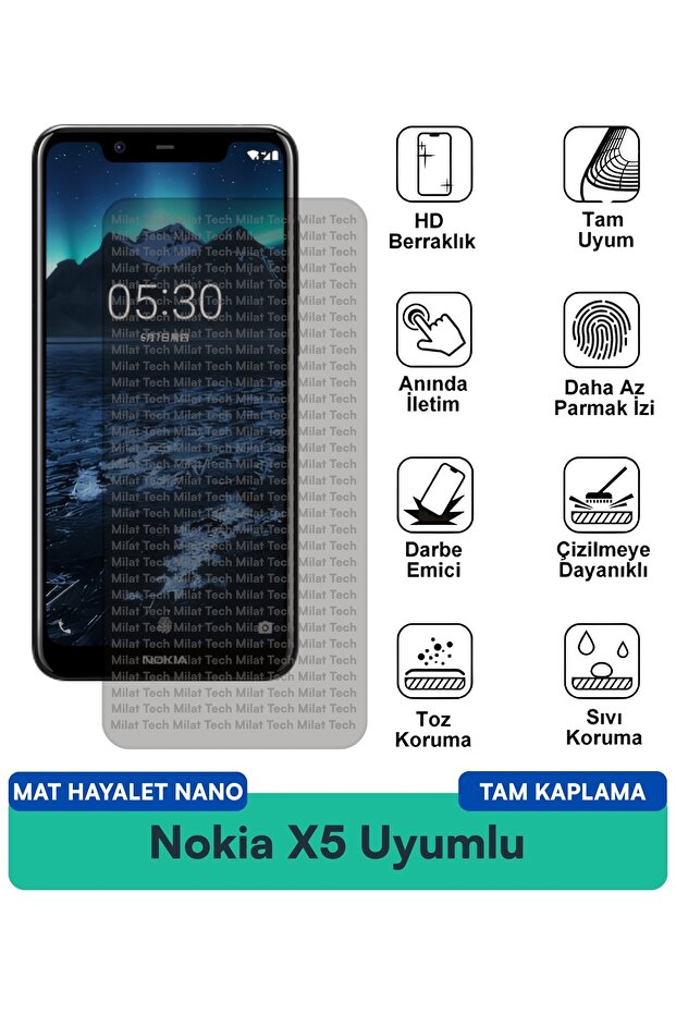 طبقة حماية للشاشة من Nokia X5 Matte Ghost Nano مقاومة للخدوش والصدمات