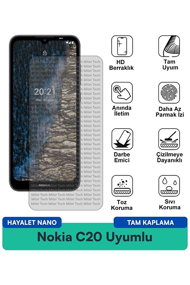 طبقة حماية للشاشة من Nokia C20 Ghost Nano مقاومة للبقع والخدوش