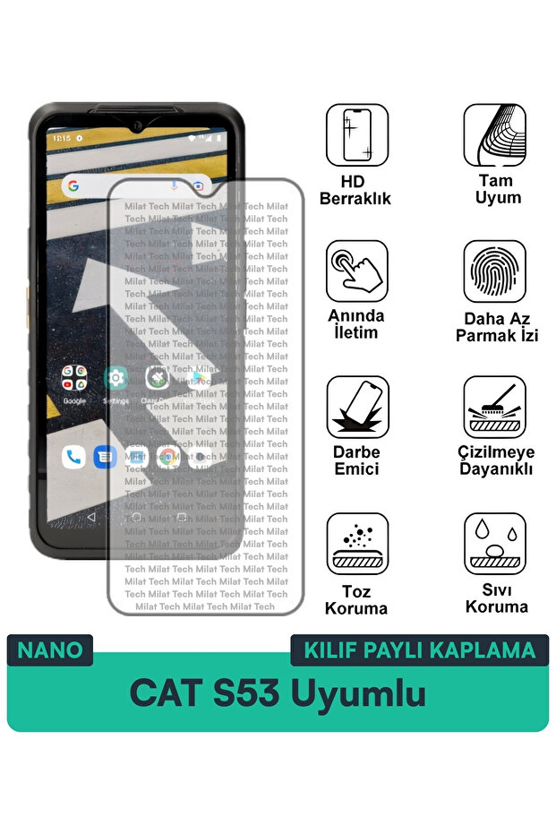 غطاء حماية شاشة متوافق مع CAT S53 Nano، مقاوم لبصمات الأصابع، حساسية اللمس