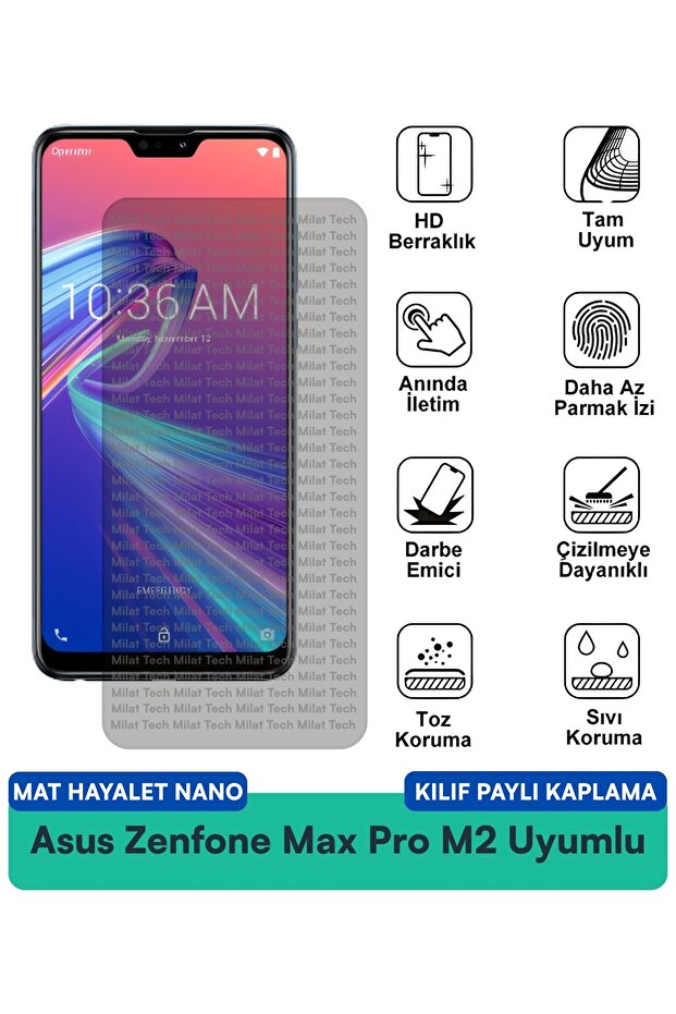 حافظة Asus Zenfone Max Pro M2 Mat Ghost Nano متوافقة مع طبقة حماية الشاشة ضد الخدش والصدمات