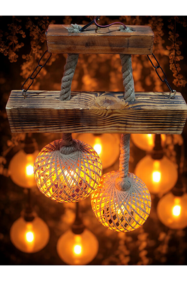 Eskitme Ahşap Avize - 1