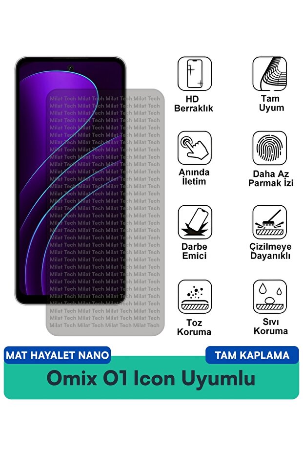 Omix O1 Icon Mat Ghost Nano Screen Guard Film حماية الخصوصية تقلل من الانعكاس