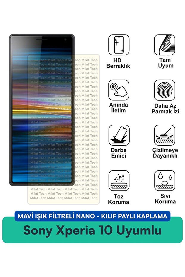 حافظة نانو مزودة بفلتر الضوء الأزرق لهاتف Sony Xperia 10 IV متوافقة مع طبقة حماية الشاشة وحماية من الخدش والصدمات