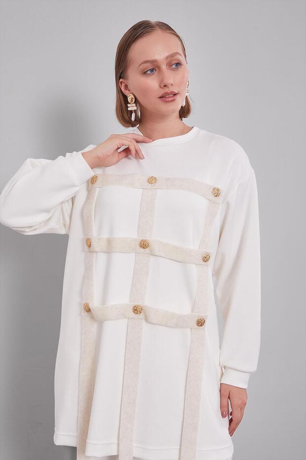 مجموعة مزدوجة بمظهر مربع باللون البيج - 2