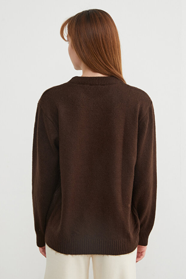 Basic Bisiklet Yaka Salaş Triko Kazak - 7