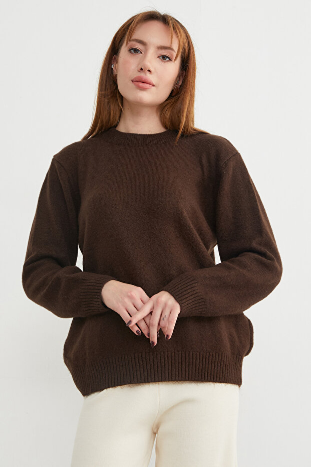 Basic Bisiklet Yaka Salaş Triko Kazak - 5