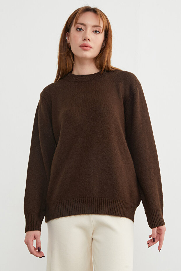 Basic Bisiklet Yaka Salaş Triko Kazak - 4