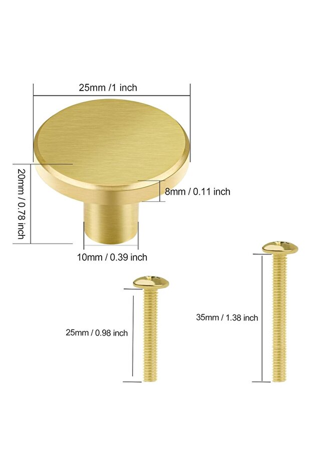 مقابض خزانة دائرية مقاس 37 مم، عبوة من 10 قطع ذهبية - 2