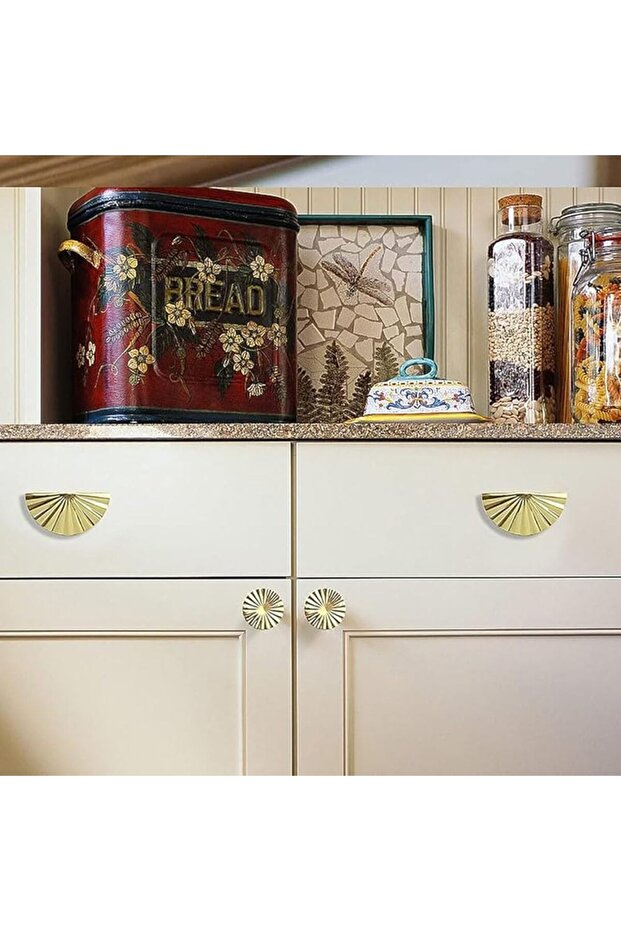 مقابض خزانة عتيقة، عبوة من 4 قطع، فتحة واحدة ذهبية - 4