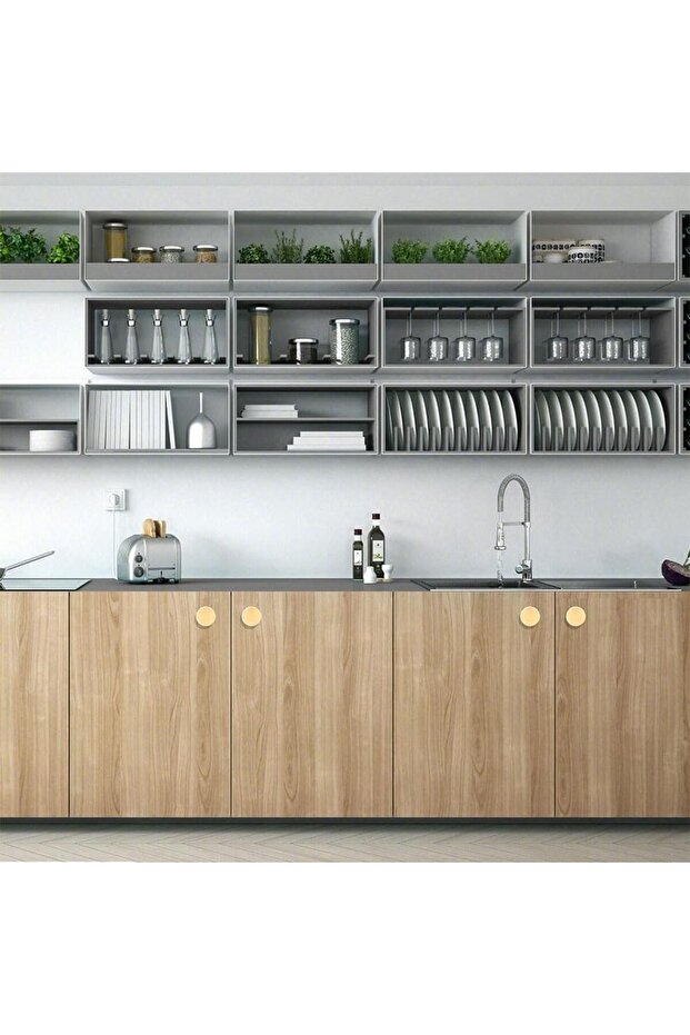 مقابض خزانة دائرية مقاس 37 مم، عبوة من 10 قطع ذهبية - 6