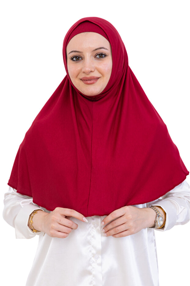Ready-Made Turban & Headscarf – Comfortable Hijab Shawl Islamic Clothing with Viscose Bonnet Set - Burgundy