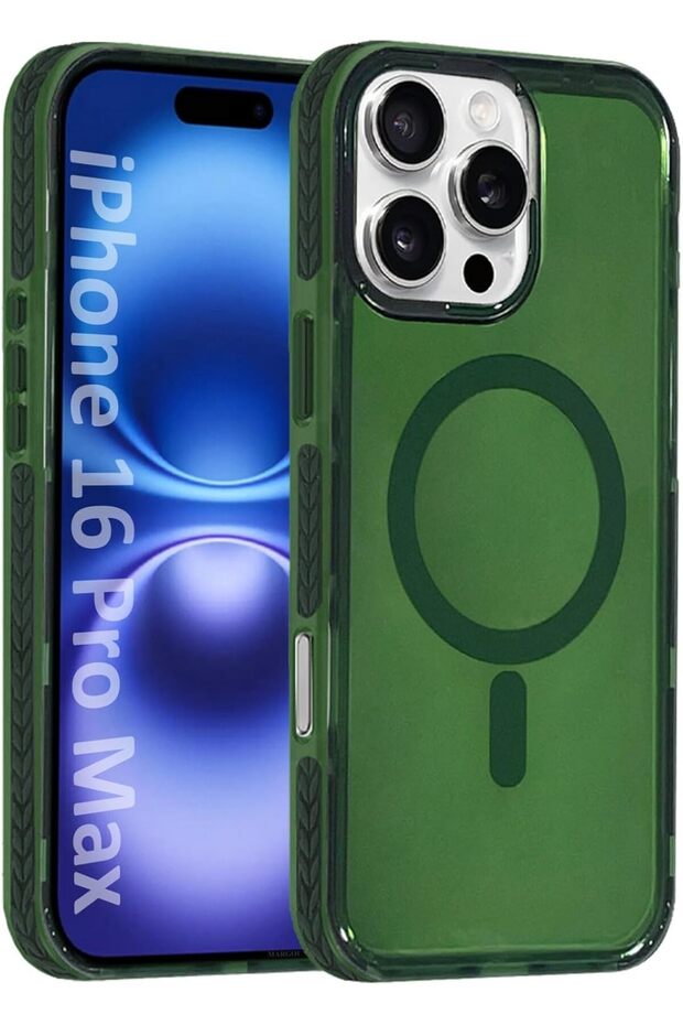 iPhone 16 Pro Max Hard PC Polycarbonate Shockproof Case (Green Case)