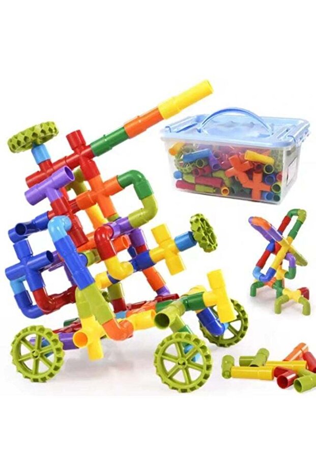 Kids Pipe Building Blocks Set – 100 PCS STEM Construction Tubes for Creative Building - 1