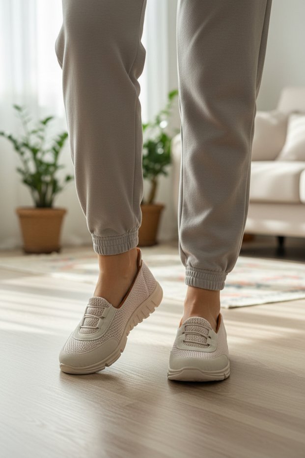 Daily Women's Lace-Up Ballerina Shoes Cream