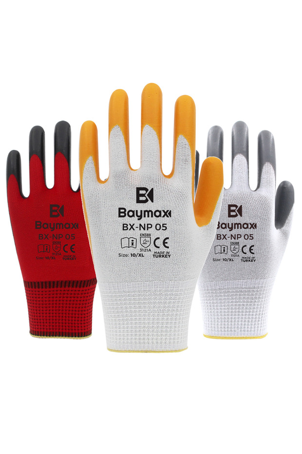 POLYESTER ÖRME NİTRİL ELDİVEN SARI NO:10 NP05 (2 ADET) - 1