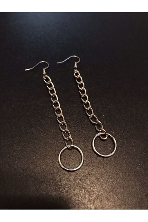 Silver Color Chain Ring Model Women's Elegant Earrings