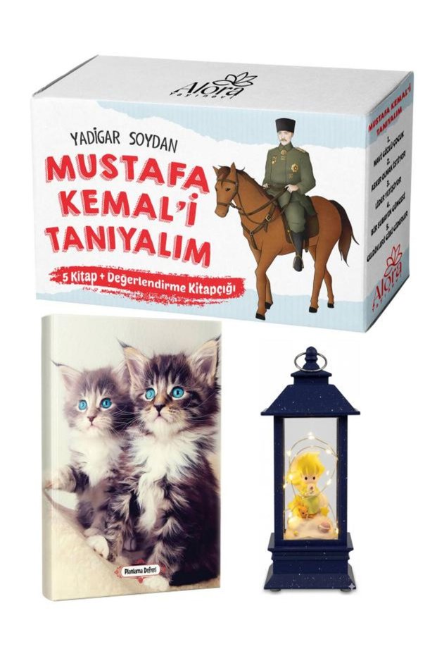 Mustafa Kemali Tanıyalım 5 Kitap - Maviş Kediler Defteri and Küçük Prens Themed Lantern Type Snow Globe