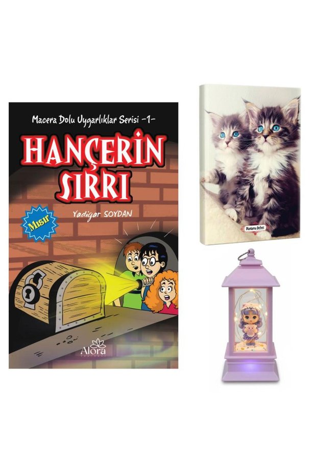 Hançerin Sırrı - Maviş Kediler Girl's Lantern Type Snow Globe with Planning Notebook and Toy Piggy