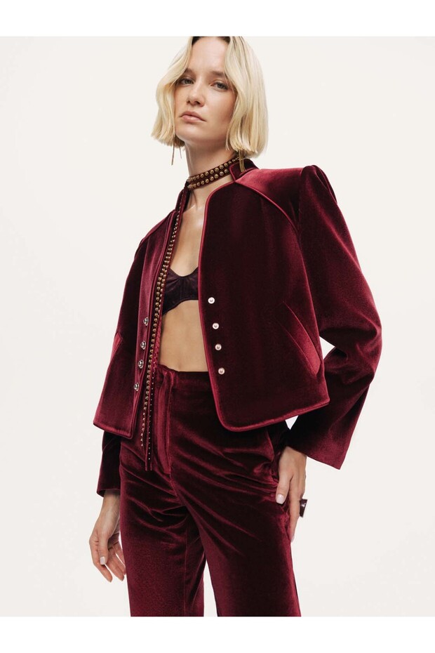 Kadife Crop Ceket - 4
