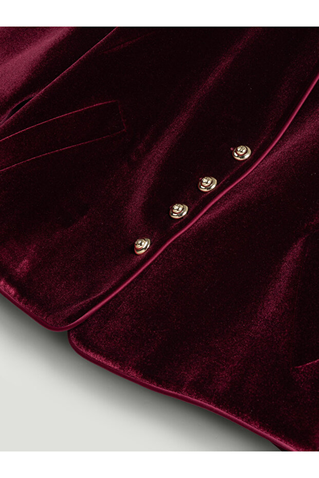 Kadife Crop Ceket - 8
