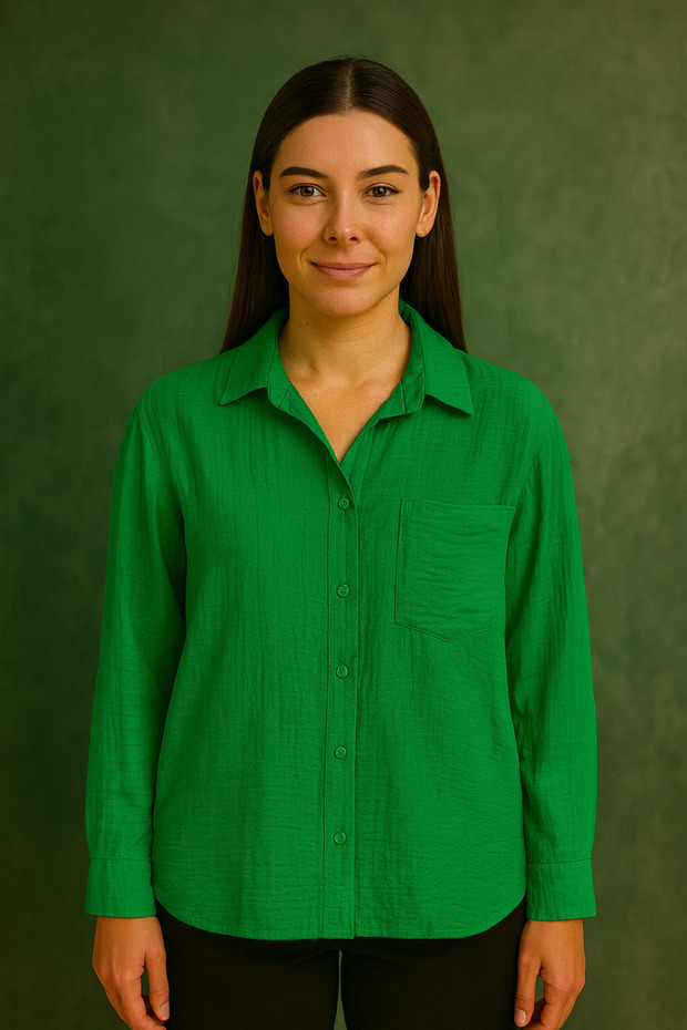 Women's Elegant 100% Cotton Muslin Fabric Classic Cut Plus Size Shirt