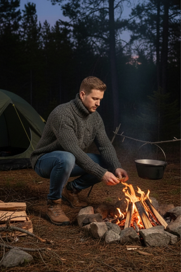 Erkek Balıkçı Yaka Kalın Kazak - 3