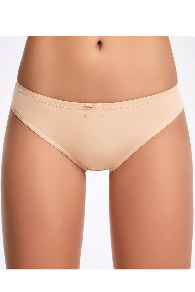 12-Pack, Bow Detail, Women's Bikini Slip Panties, 100% Cotton Combed, Skin