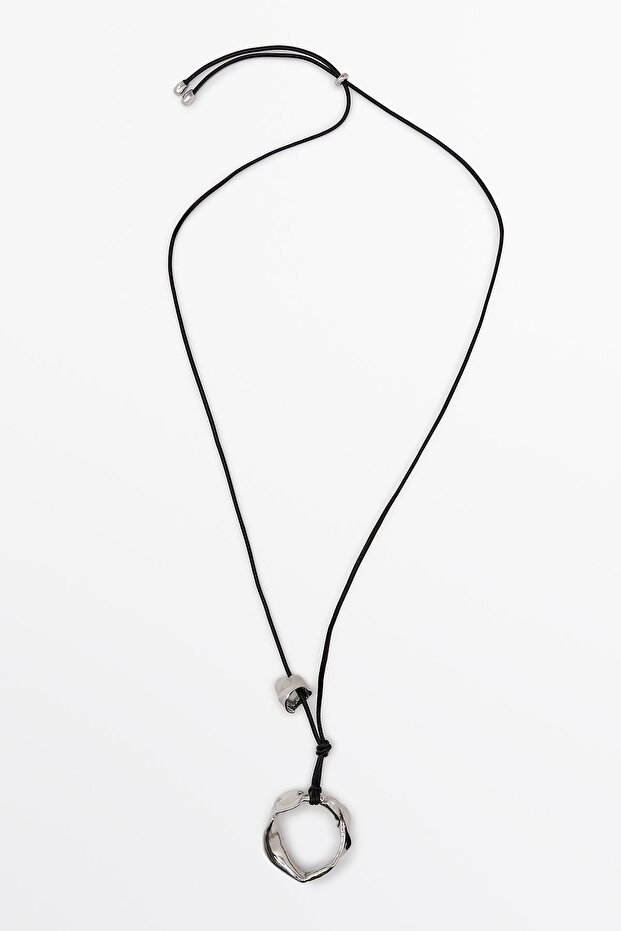 Deri asimetrik parça kolye - 1