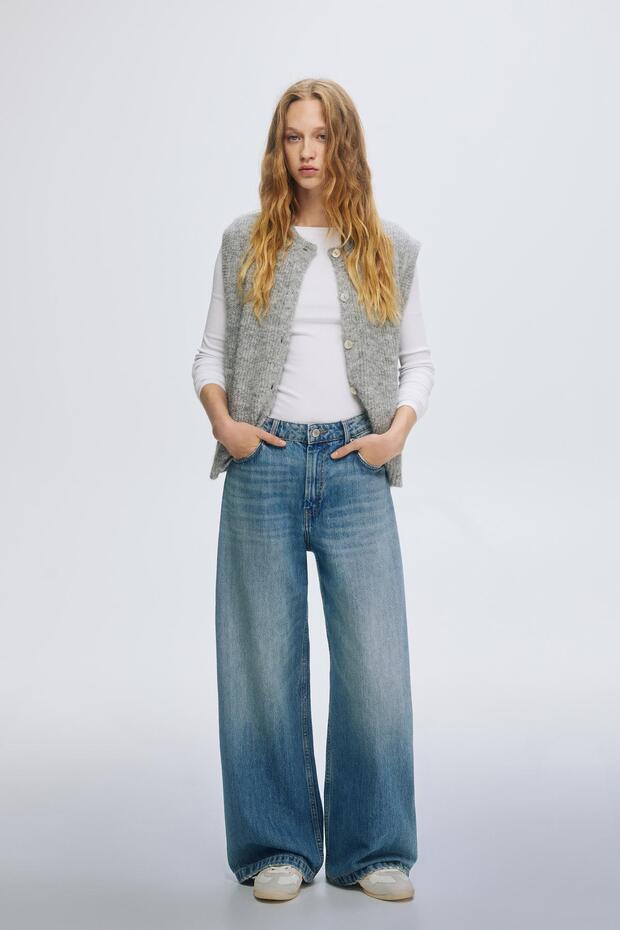 Mid-waist patchwork baggy jeans - 2