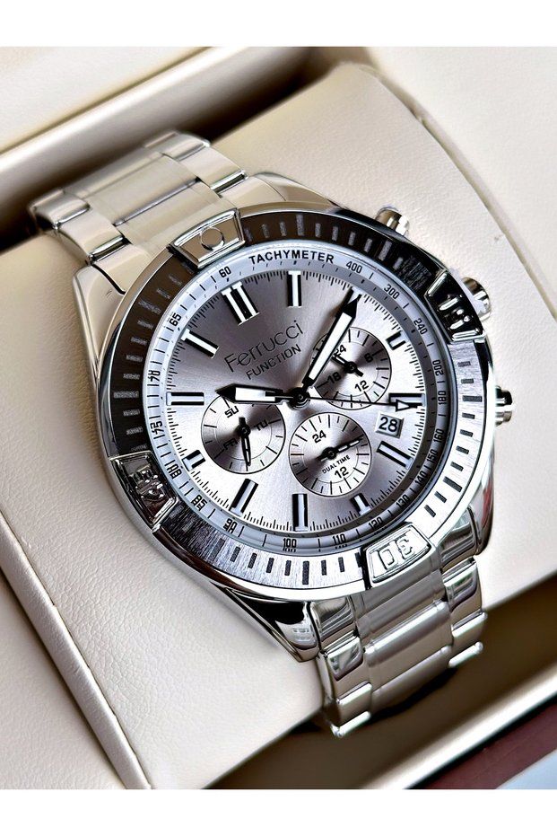 Functional Silver Color Steel Cord Men's Wristwatch