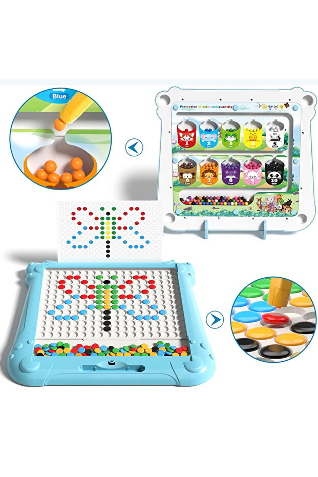 Magnetic Pen Drawing Board Diy Puzzle Educational Toys - Blue Color